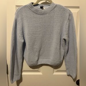 Baby blue crop top knit sweater